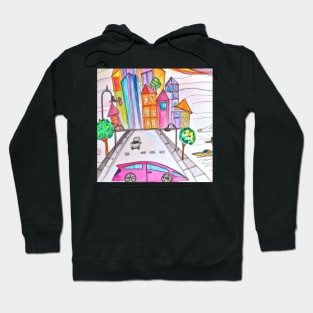 Futuristic City Pencil Drawing Hoodie